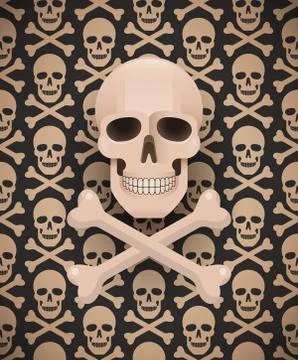 Huge skull on seamless dark pattern Stock Illustration