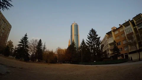 A huge skyscraper tower in the center of the Turkish city of Konya bottom view Stock Footage 82284102