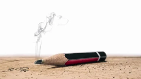 Huge Smoking Graphite Pencil Stock Footage 87297425