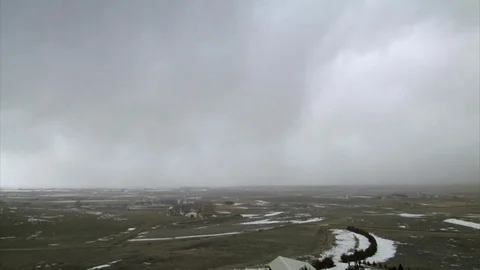 Huge snow storm rolling in over landscape Stock Footage 74089747