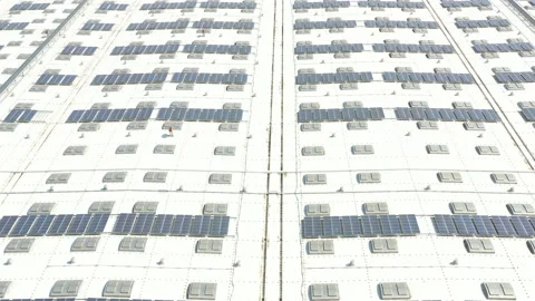 Huge Solar Panel Installation on Factory Rooftop in China Stock Footage 208880101