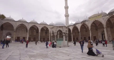 Huge square with a mosque in turkey, lots of tourists, stock video Stock Footage 95411891