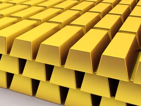 Huge stack of golden bars Stock Illustration