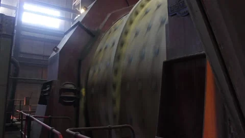 A huge stone crushing machine works in a factory, close-up. Mining industry. Stock Footage 122213992