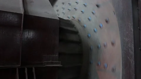 A huge stone crushing machine works in a factory, close-up. Stock Footage 122214200