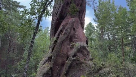 Huge stone in the forest Stock Footage 283469132
