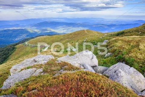 Huge stones on top of the mountain horizontal Stock Photos