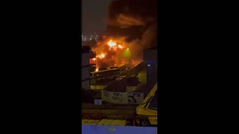 Huge Street Fire Caused by Protest Over Police Shooting Of Teenager in Paris... Stock Footage 247516434