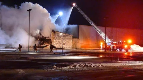 Huge structure fire Stock Footage 103631191