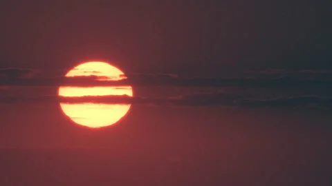 The huge sun and stripe clouds telephoto view Stock Footage 160202395