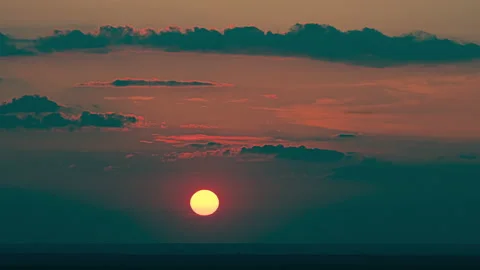 The huge sun background the stormy clouds Stock Footage 167332766