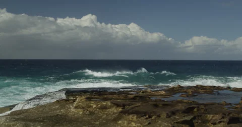 Huge Surf Breaking on Rocks 2k Stock Footage 37901853