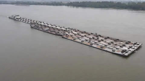 Huge tanker ship moving on the river Danube Stock Footage 58260847