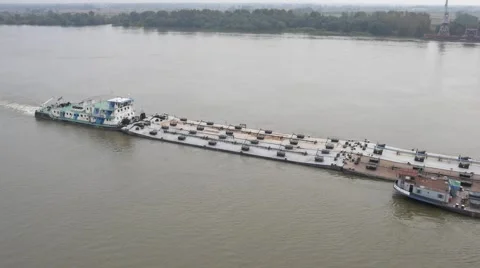 Huge tanker ship moving on the river Danube Stock Footage 58260964