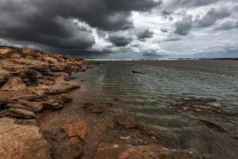 Huge thundercloud over the sea 스톡 사진