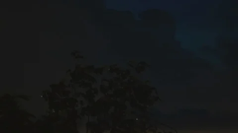 Huge Thunderstorm Cloud with lighting spark (flash) inside on a cloudy night  Stock Footage 107432435