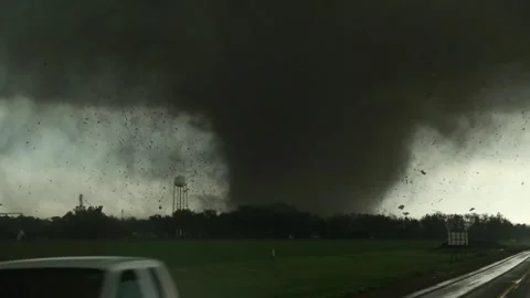 Huge tornado tears through small town in... | Stock Video | Pond5