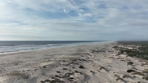 Huge totally empty beach with large area of dunes on the coast of Portugal Stock Footage 201731755