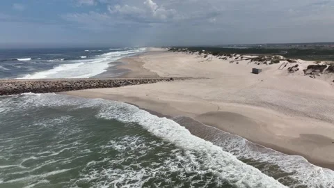 Huge totally empty beach with large area of dunes on the coast of Portugal Stock Footage 201733061
