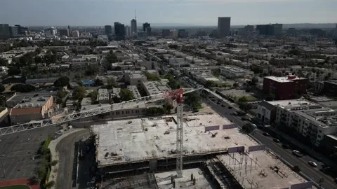 Huge Tower Crane Development West Los Angeles California Vídeo Stock 263779819