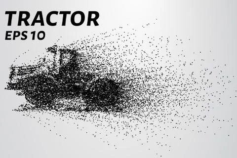 Huge tractor consists of particles. Vector illustration of a tractor consisti Stock Illustration
