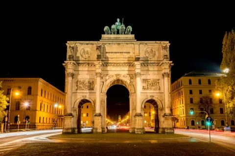 A huge traffic around the Siegestor Stock Photos