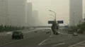 Huge Traffic in Beijing CBD, Air Pollution in China due to a dust storm HD Footage