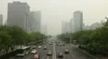 Huge Traffic in Beijing CBD, China due to a dust storm, Air Pollution HD Footage