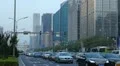 Huge Traffic Jam and Air Pollution in Beijing CBD, China due to a dust storm HD Footage