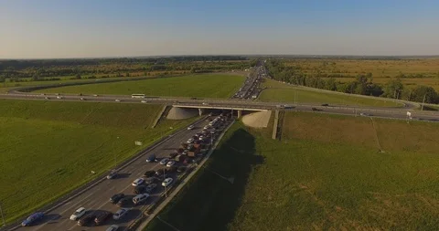 Huge traffic jam and collapse on the road Stock Footage 93178021