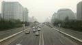 Huge Traffic Jam in Beijing CBD, Air Pollution in China due to a dust storm HD Footage