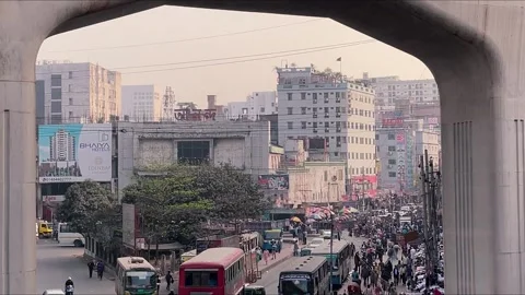 Huge traffic jam in mega city Dhaka Bangladesh  . Stock Footage 266568224