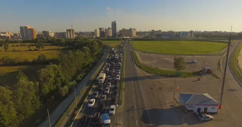 Huge traffic jam on the road Stock Footage 93178953