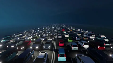 Huge traffic jam. Transport collapse. 3D animation. Video stock 187955233