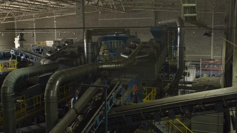 Huge trash dump processing factory with a lot of plastic and other human created Stock-Footage 120805384