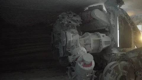 Huge Tunnel Boring Machine ready to working drilling mining underground Stock Footage 147237159