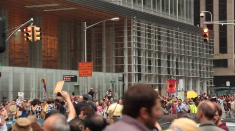 Huge Turnout at Global Warming Protest NYC Stock Footage 54583383