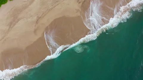 Huge turquoise waves breaking slowly on lonely sandy beach on Sri Lanka island n Stock-Footage 274769847