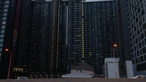 Huge Urban Condominium Housing Complex, Urban Limited Space Apartment Stock Footage 199253702