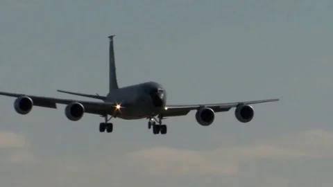 Huge US bomber Plane Landed at the Airport Stock Footage 120731373