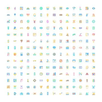 Huge vector collection of colorful linear icons 스톡 일러스트