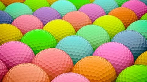 A Huge Vibrant Array of Colorful Golf Balls Stock Illustration