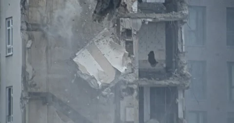 Huge wall is falling on a ground 스톡 동영상 149493292