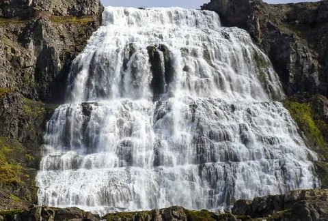 Huge waterfall cascading down several steps Icelandic huge waterfall casca... Stock Photos