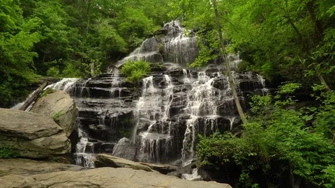 Huge Waterfall In Forest Stock Footage 77516467