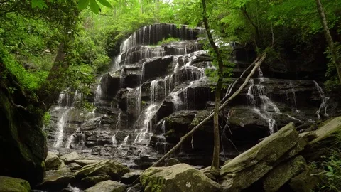 Huge Waterfall In Forest V2 Stock Footage 77516553