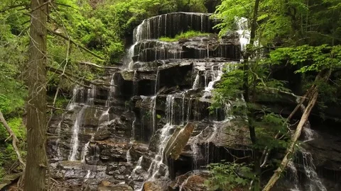 Huge Waterfall In Mountains Stock Footage 77516475