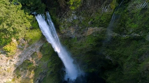 Huge Waterfall Rising Shot Stock Footage