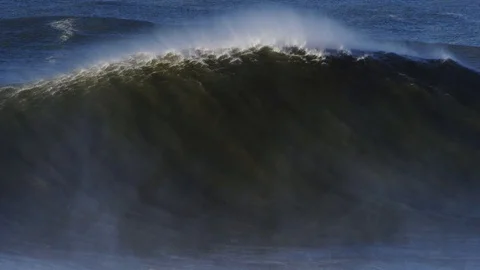 Huge wave breaking Stock Footage 88620346