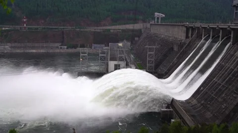 Huge wave close-up, water flow. waterfall, Hydroelectric power. ecology and Stock Footage 155349159